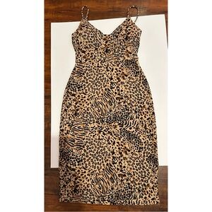Derek Heart Brown and Tan Bodycon Midi Dress